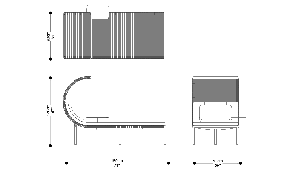 Image of the main dimensions of the product
